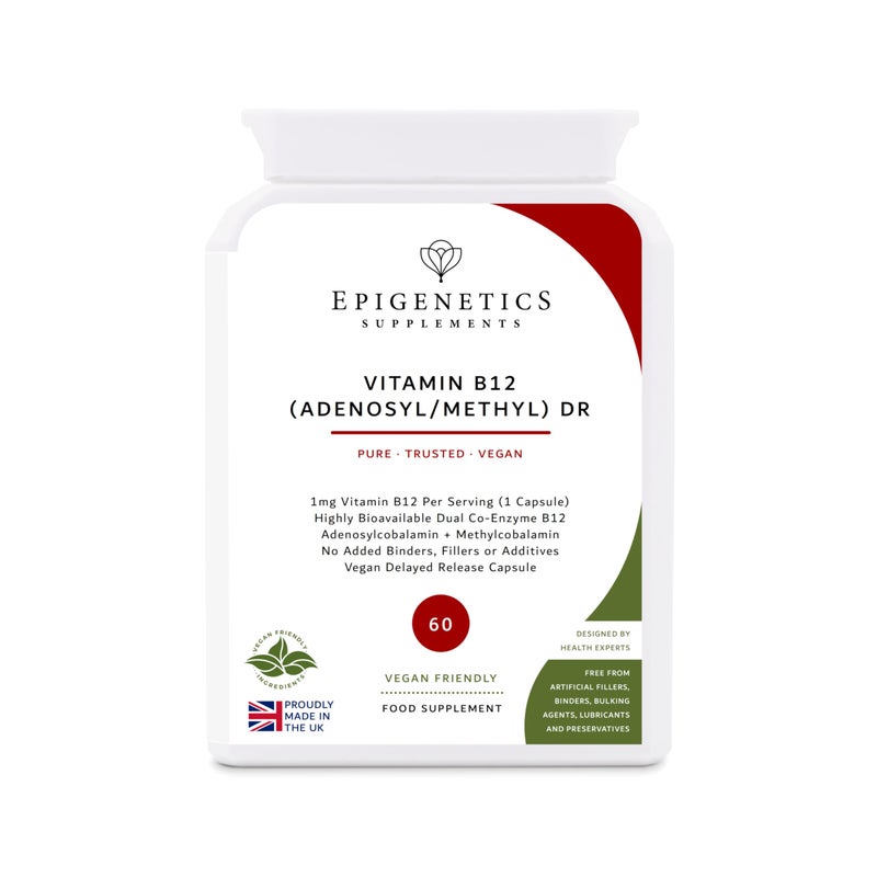 Vitamin B12 Adenosylcobalamin & Methylcobalamin DR | B12 Supplement 1000mcg (1mg) | 60 Vegan Friendly Capsules UK Made | 1 Capsule Daily (2 Month Supply)